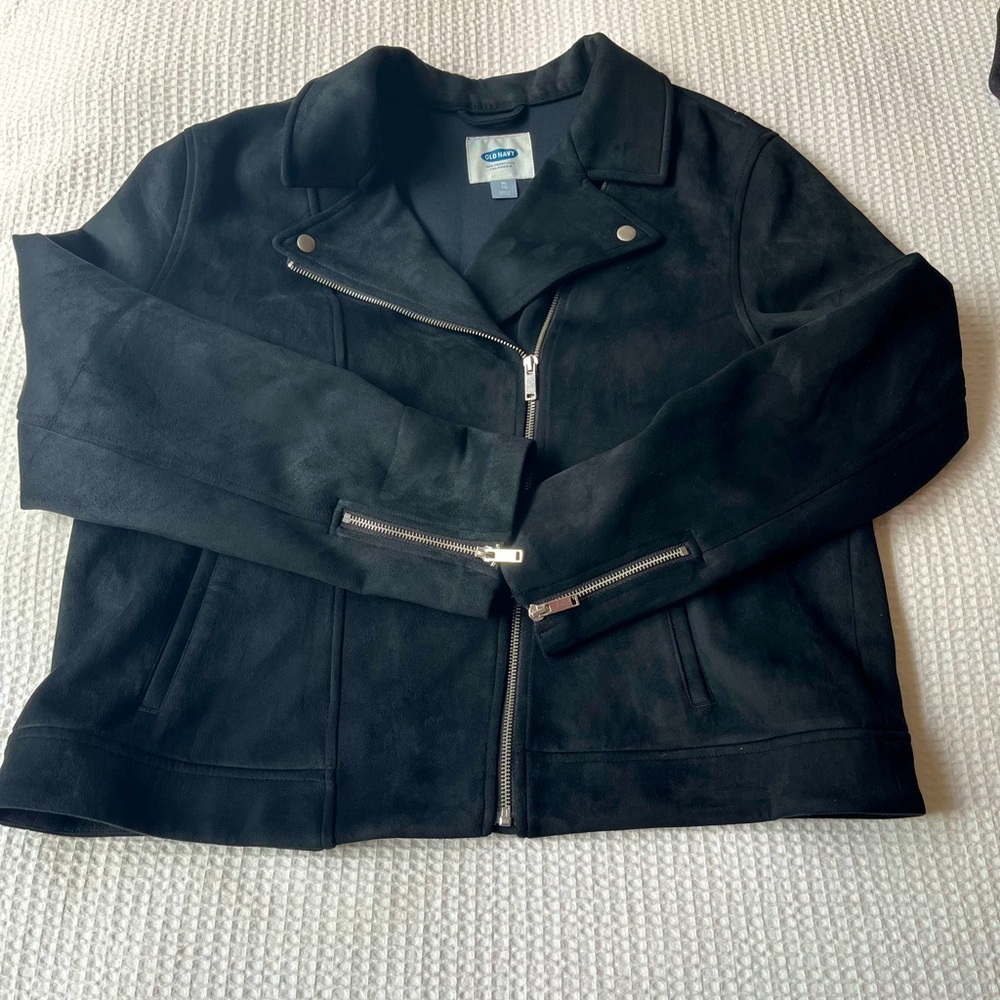 Faux suede moto jacket